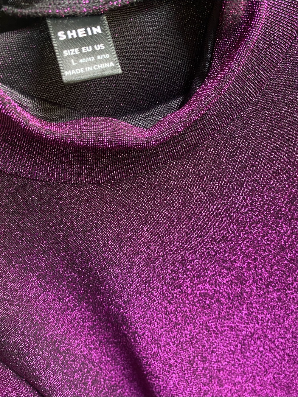 SHEIN Shimmery Plum Mock Neck Long Sleeve Top - Picture 8 of 10